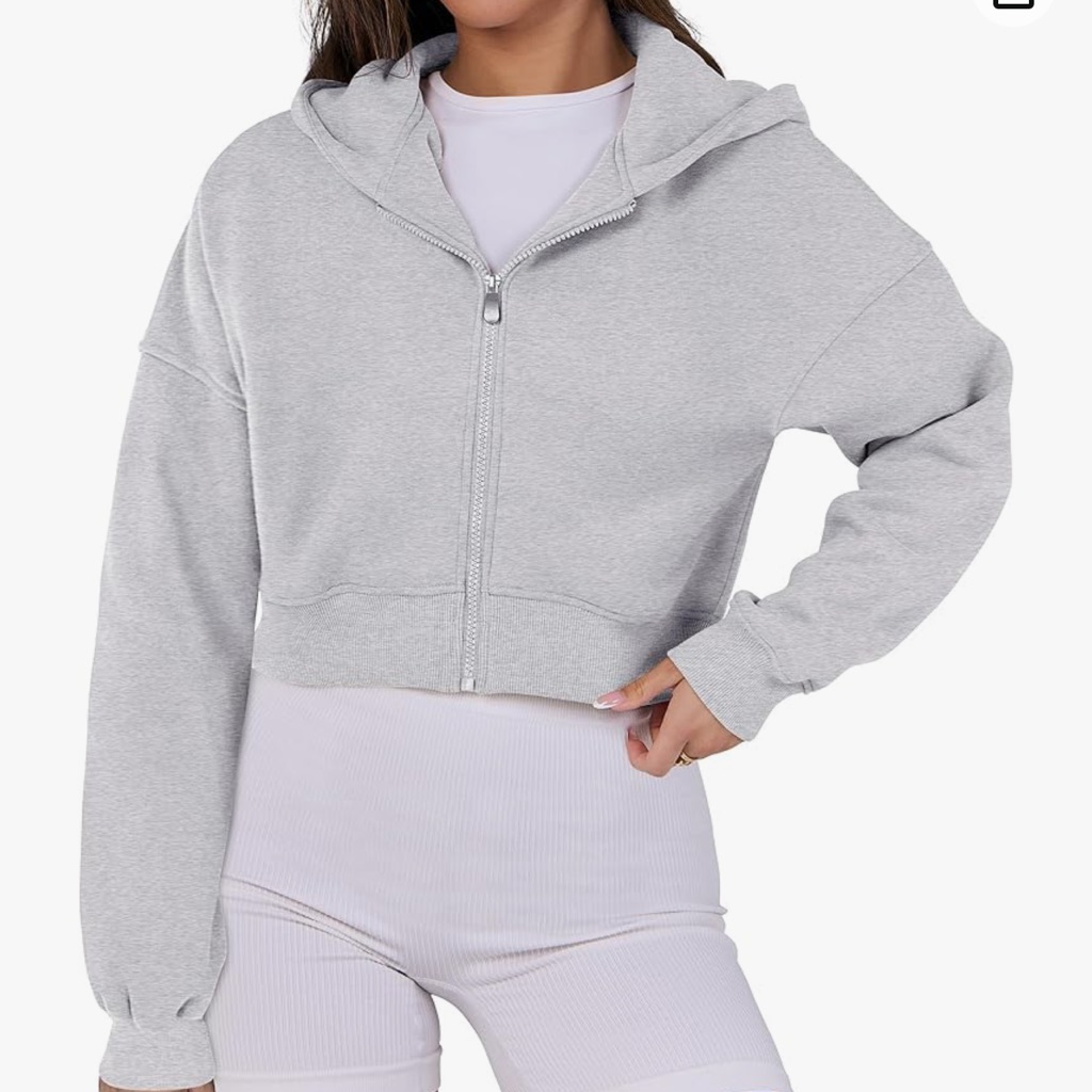 Womens Zip Up Crop Hoodie Sweatshirts